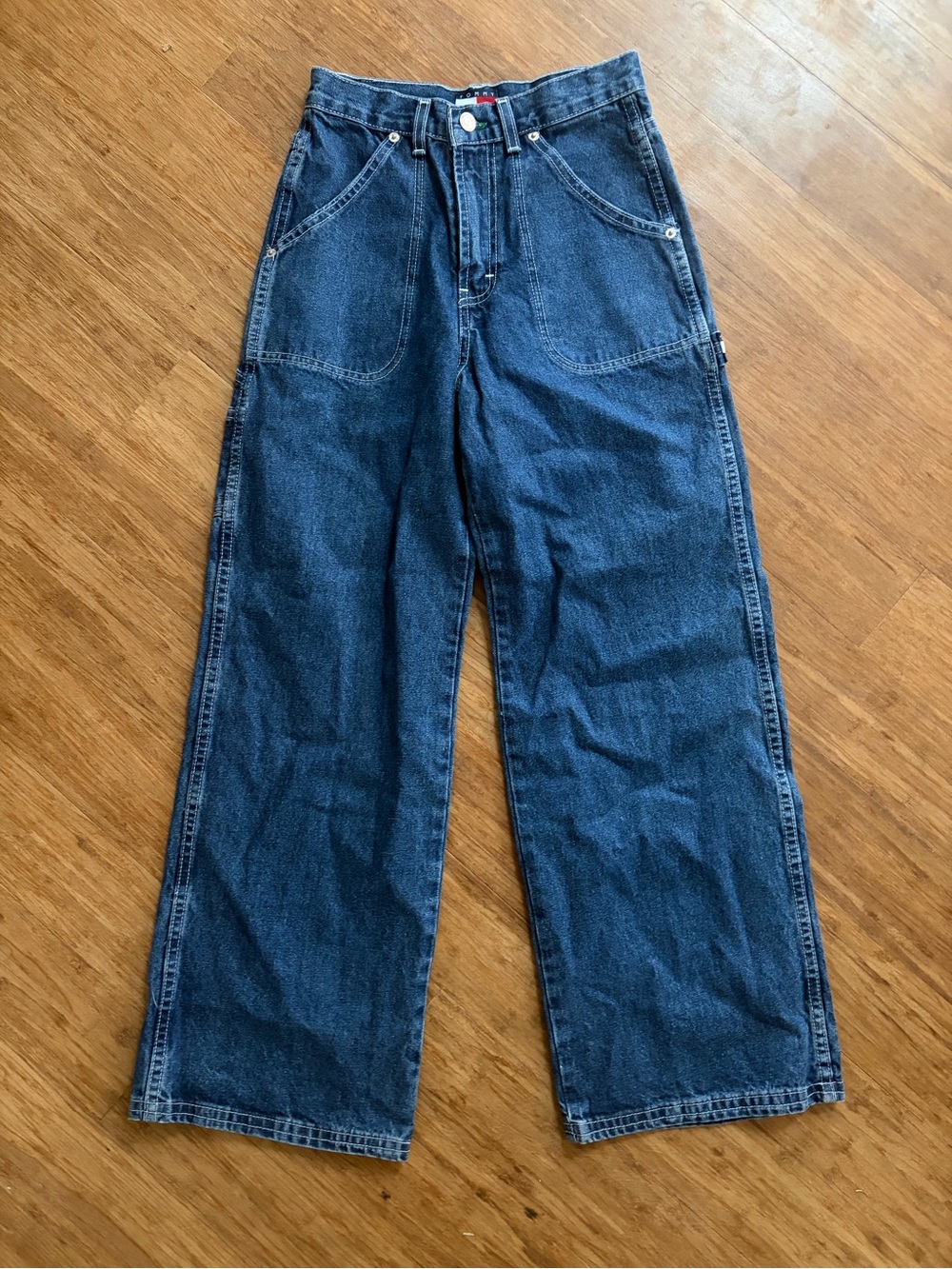 Vintage NWT Tommy Hilfiger Carpenter Jeans Kids 12 Wide Leg Flag Logo